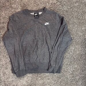 Nike Gray Crewneck Sweater with Ribbed Details